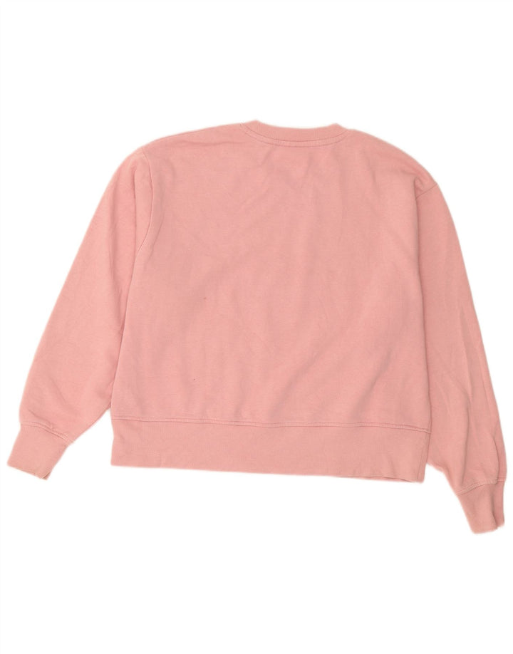 Champion feminino gráfico moletom jumper UK 14 médio algodão rosa