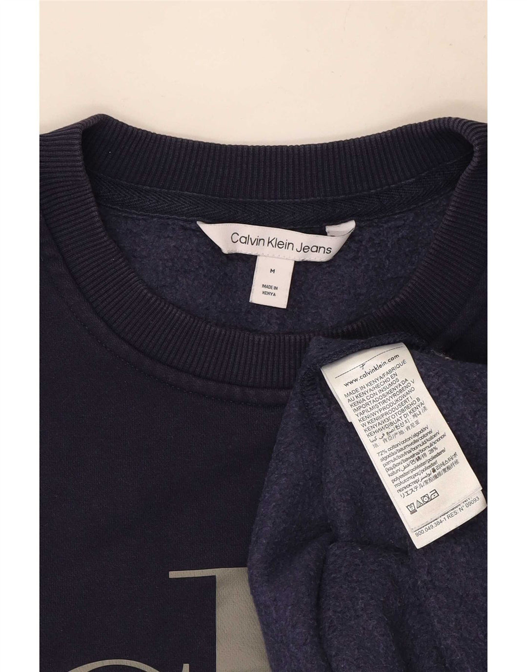 Calvin Klein Jeans Masculino moletom gráfico jumper médio azul marinho algodão