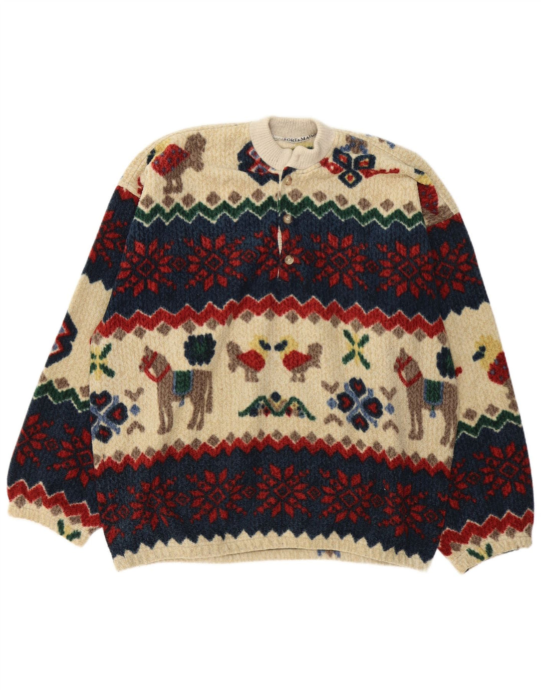 Suéter masculino Fort & Madox com gola e botão XL, novidade multicolorida
