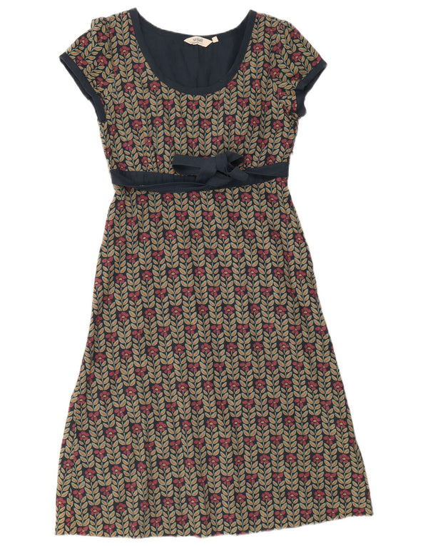 Vestido feminino Seasalt A-Line UK 10 pequeno algodão floral azul marinho