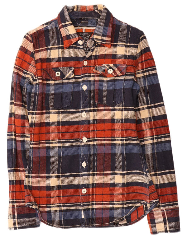 Camisa masculina Superdry de flanela pequena xadrez multicolorida de algodão
