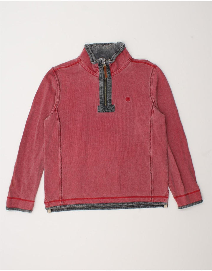 Fat Face Mens Zip Neck Moletom Jumper Pequeno Algodão Vermelho