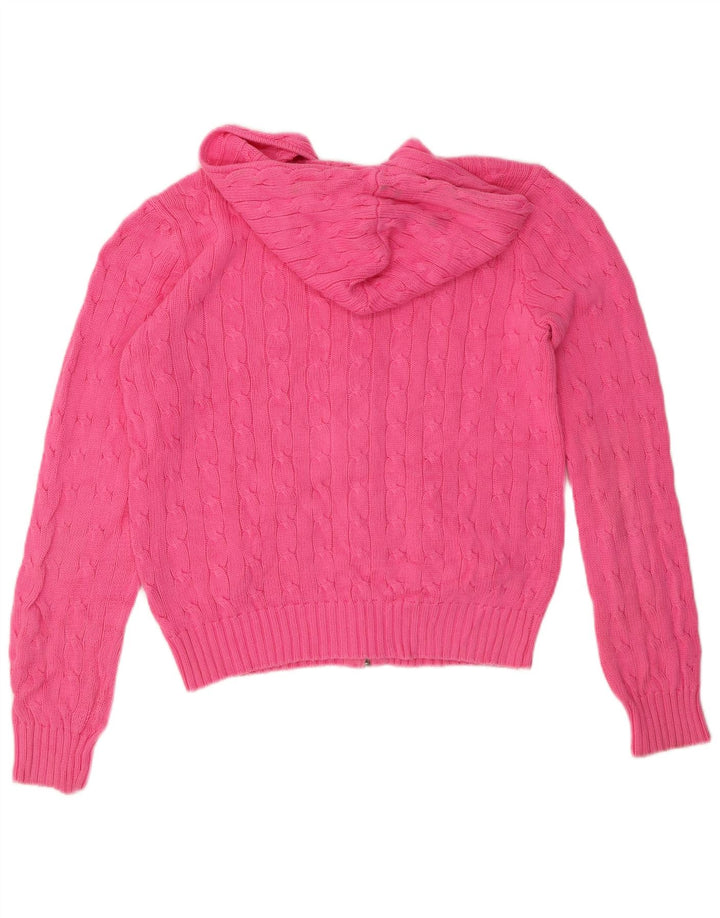 Suéter feminino Ralph Lauren com capuz e cardigã curto Reino Unido 16 grande algodão rosa