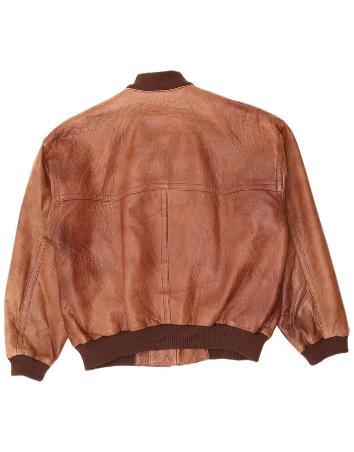 Jaqueta de couro masculina vintage UK 40 grande marrom