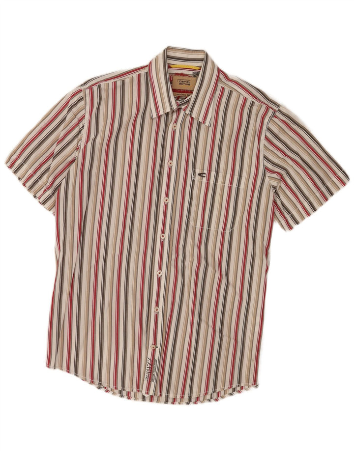 Camisa masculina de manga curta Camel Active listrada multicolorida média
