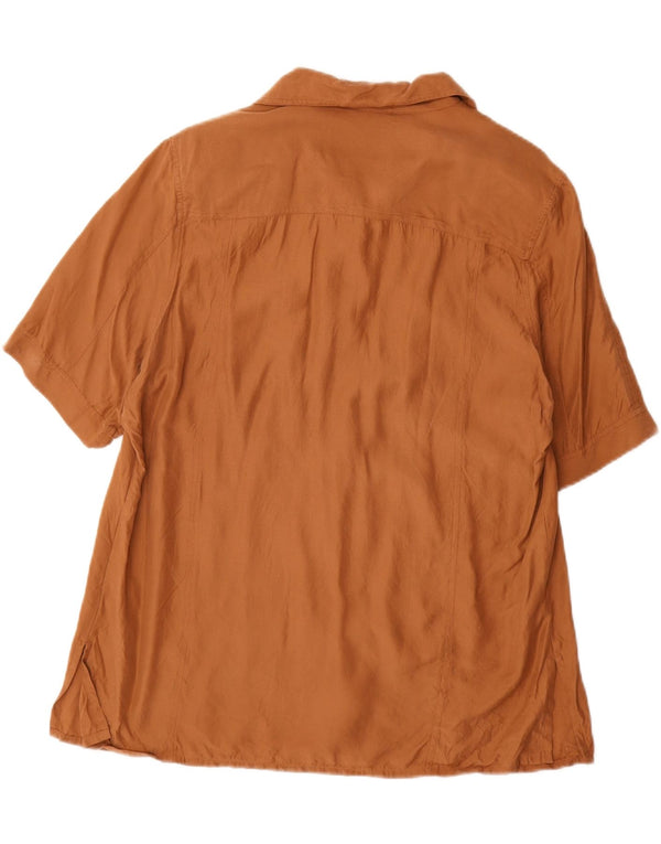 Cherie Blusa feminina manga curta IT 48 XL marrom seda