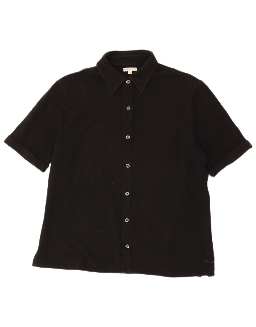 Belfe Camisa feminina de manga curta IT 48 XL algodão preto