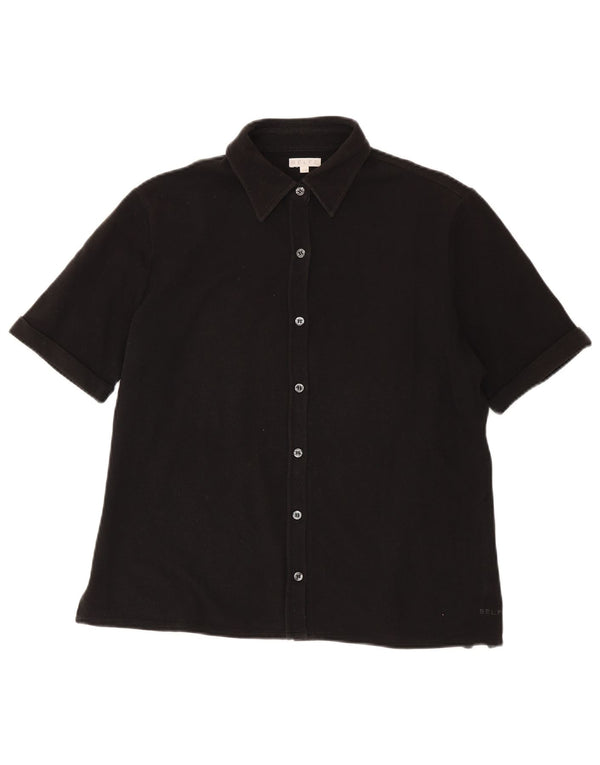Belfe Camisa feminina de manga curta IT 48 XL algodão preto