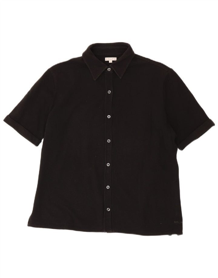 Belfe Camisa feminina de manga curta IT 48 XL algodão preto