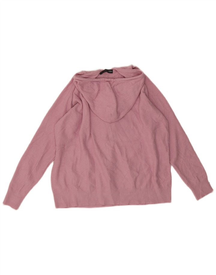 Suéter feminino com capuz Marks & Spencer Reino Unido 14 viscose rosa médio