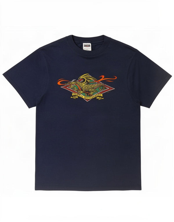 Camiseta masculina TULTEX Powell Skateboards Street Dragon 1994 Top Azul Médio