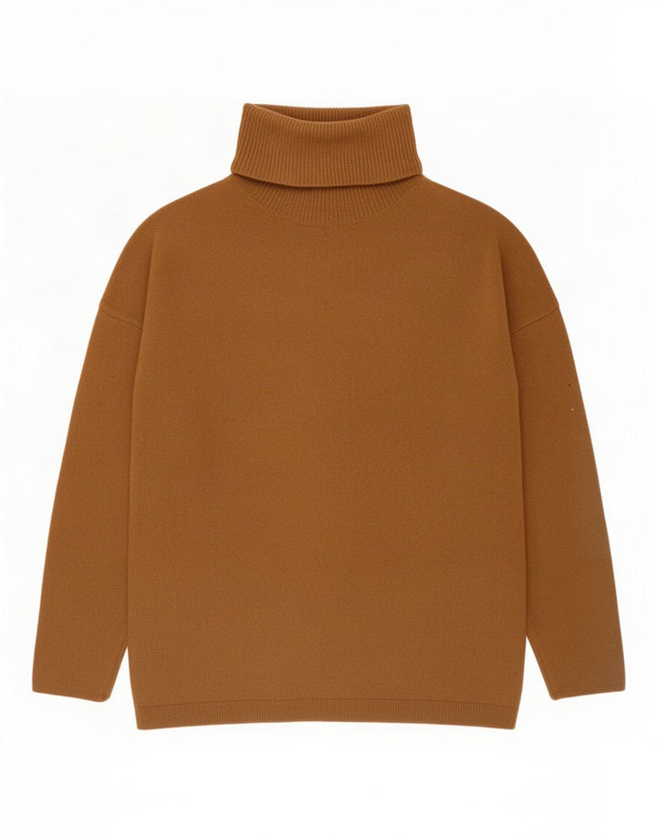 Suéter feminino Massimo Dutti com gola redonda Reino Unido 14 viscose marrom médio
