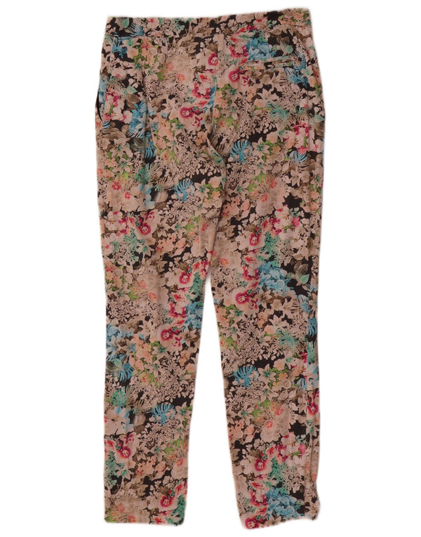 Calças recortadas femininas Topshop UK 8 pequenas W26 L26 multicoloridas florais
