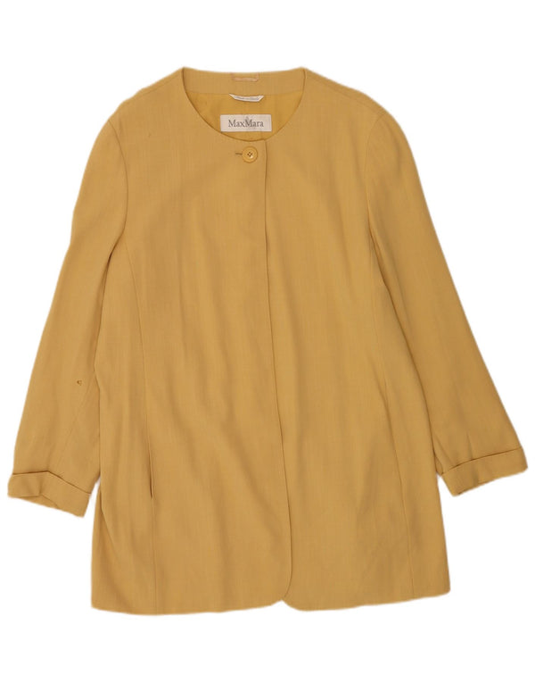 Jaqueta blazer feminina Max Mara Longline 1 botão Reino Unido 16 grande amarelo