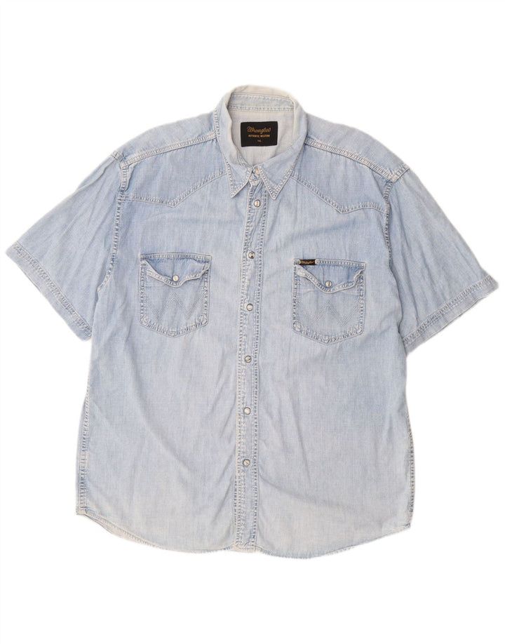 Camisa jeans masculina de manga curta WRANGLER 2XL azul