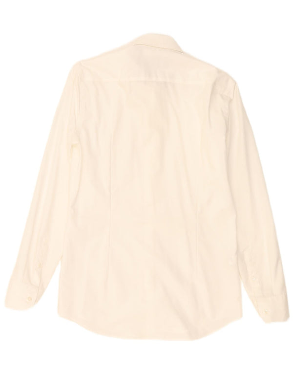 Hugo Boss Mens Slim Fit Camisa Tamanho 14 1/2 37 Pequeno Algodão Branco