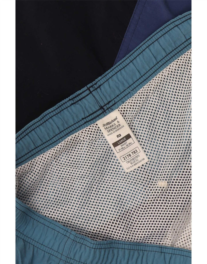 Shorts de natação masculino Marks & Spencer St. Michael grande bloco colorido azul