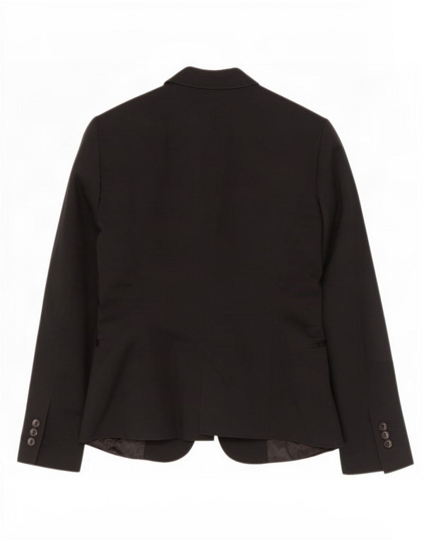 Jaqueta blazer feminina Zara com 1 botão Reino Unido 12 algodão preto médio