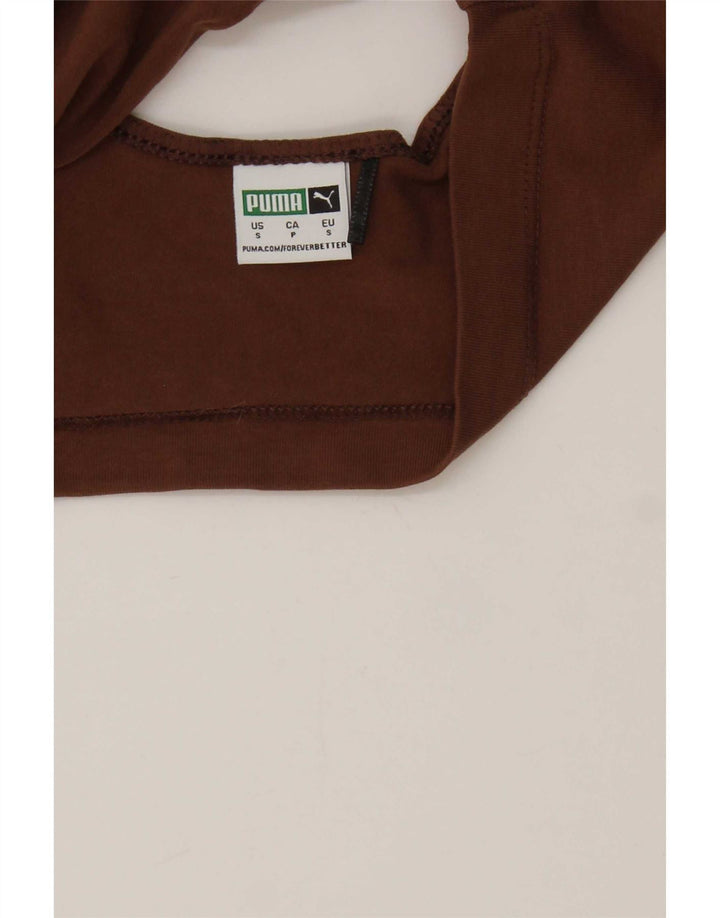 Puma Womens Crop Top UK 10 Pequeno Algodão Marrom