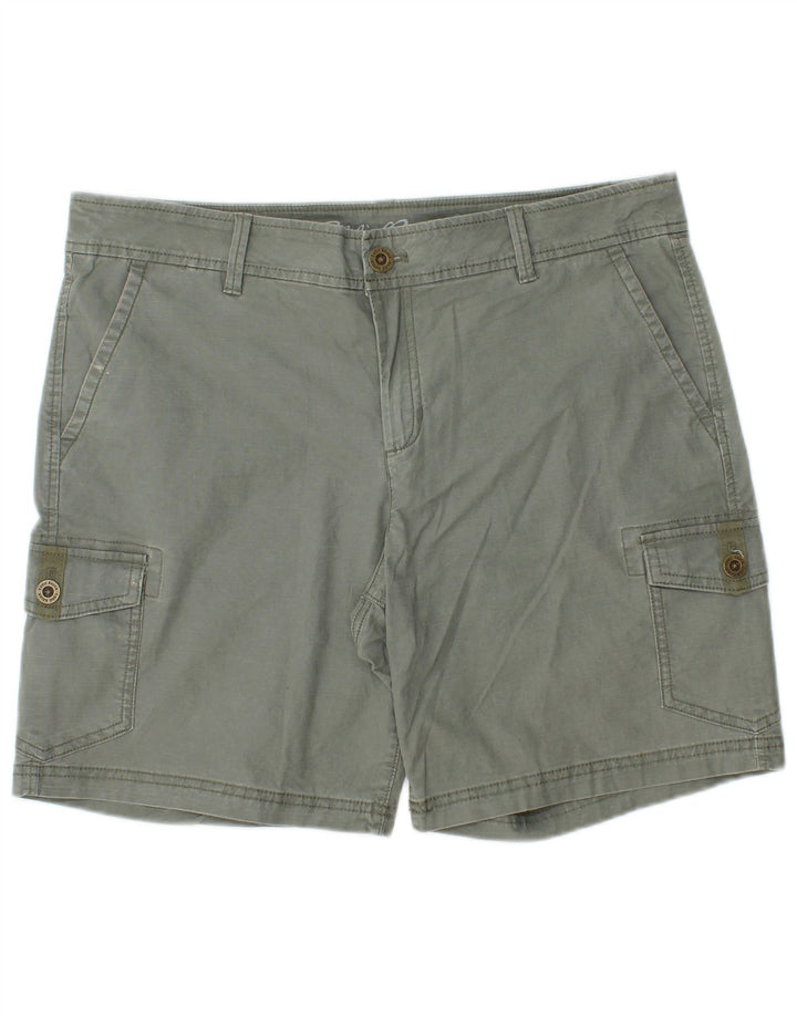 Shorts cargo feminino Eddie Bauer EUA 12 grande W36 algodão cáqui