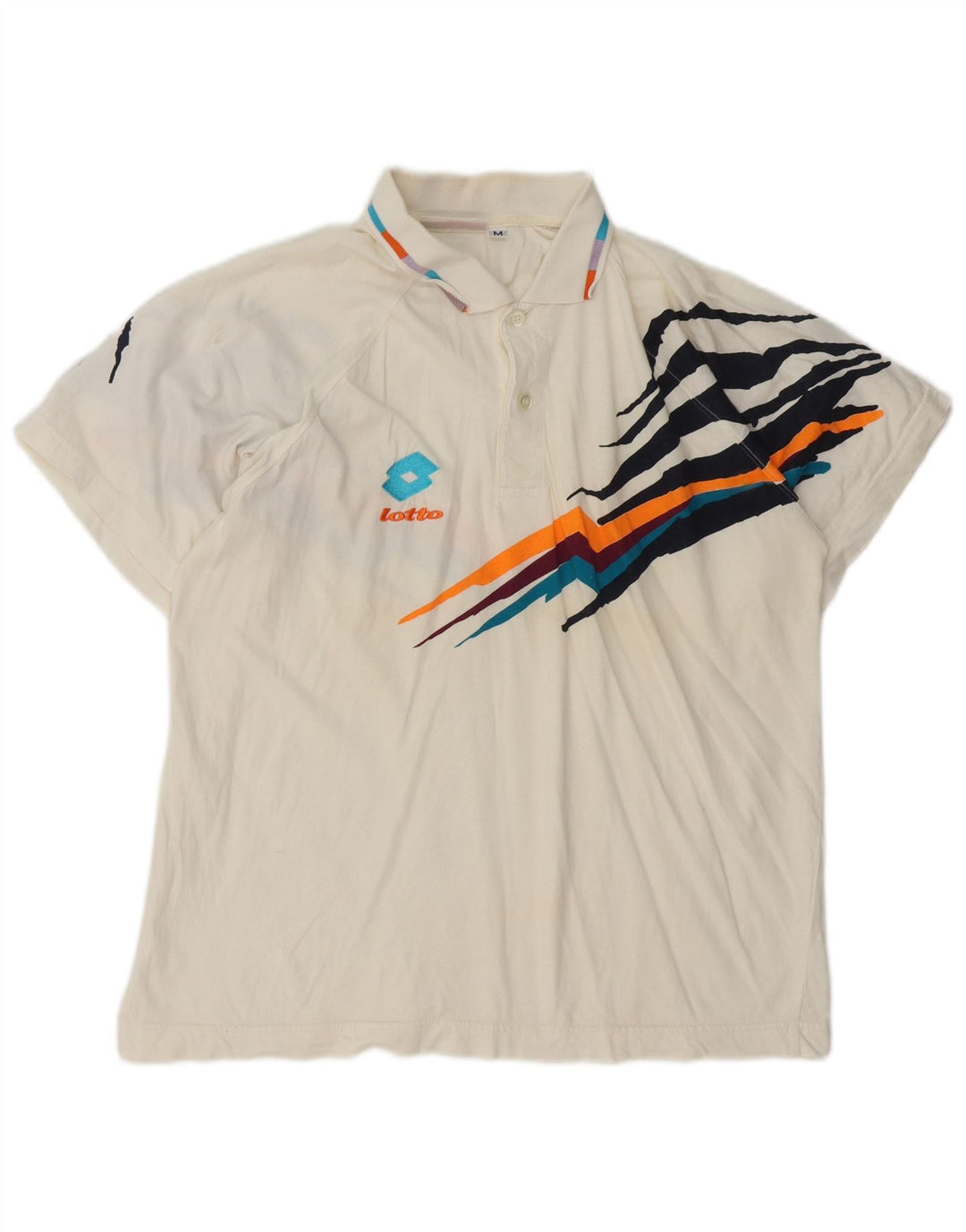 Camisa polo masculina gráfica Lotto de algodão branco médio