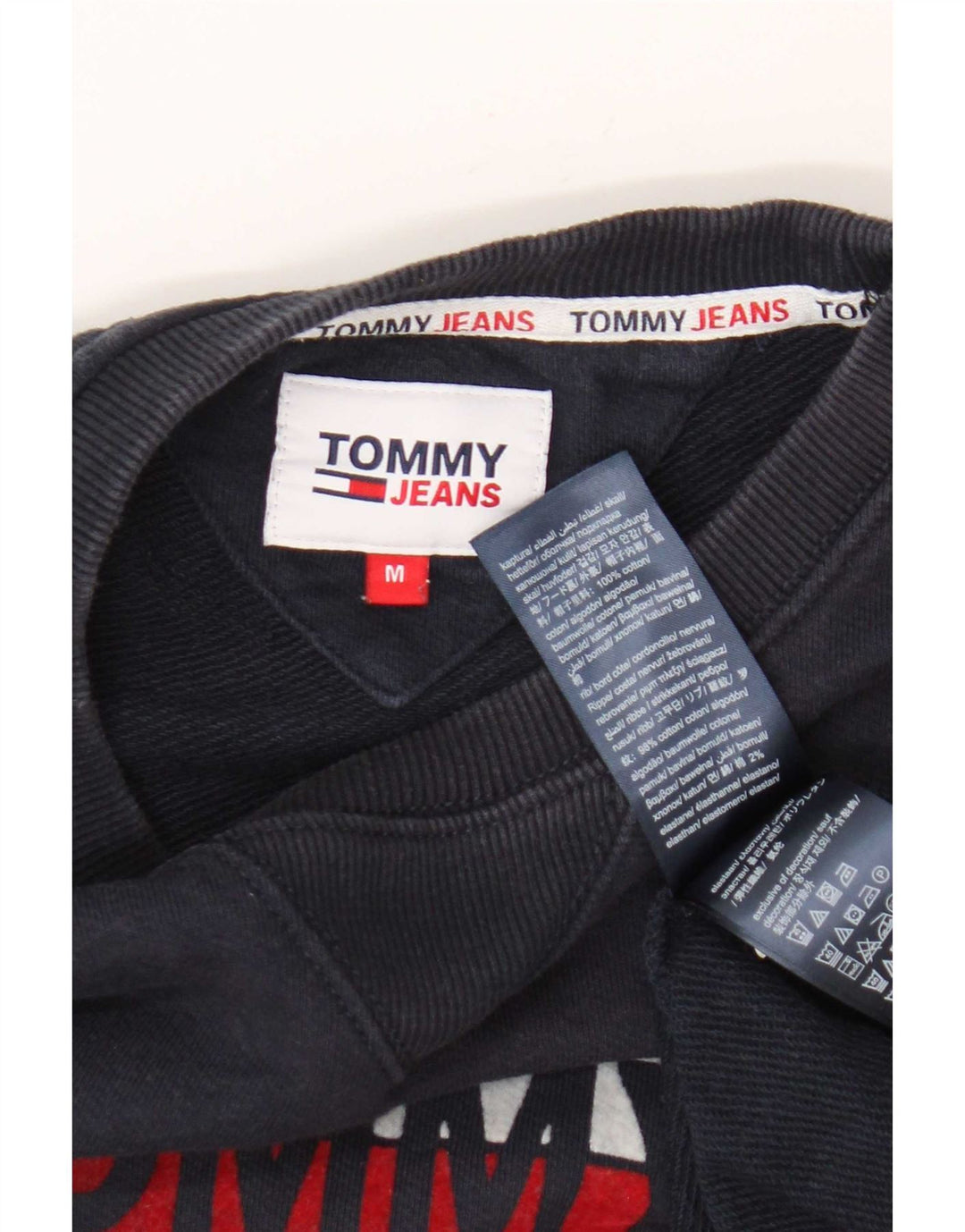 Tommy Hilfiger moletom gráfico masculino jumper médio azul marinho algodão