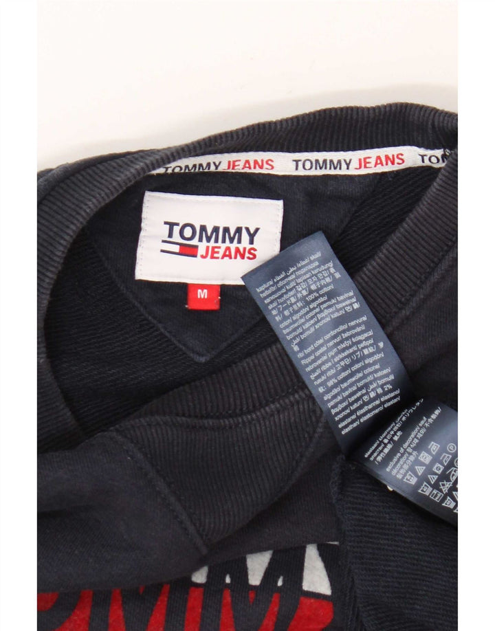 Tommy Hilfiger moletom gráfico masculino jumper médio azul marinho algodão