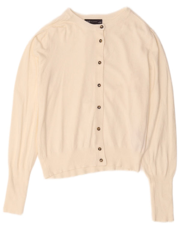 Suéter cardigã feminino Marks & Spencer UK 12 médio off white viscose