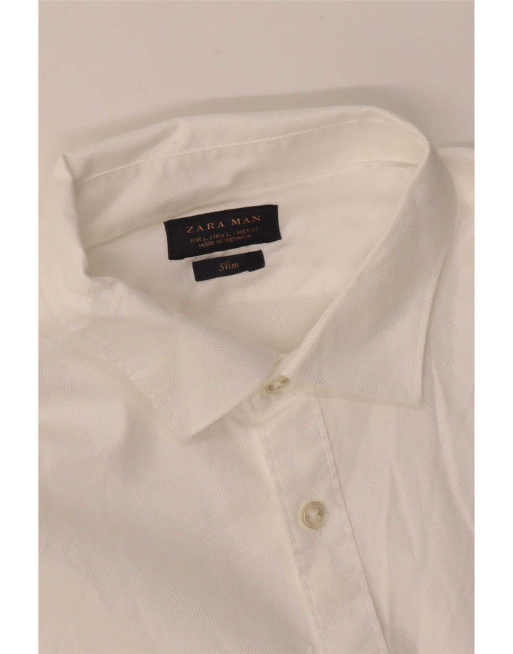 Zara Camisa masculina slim fit grande branca