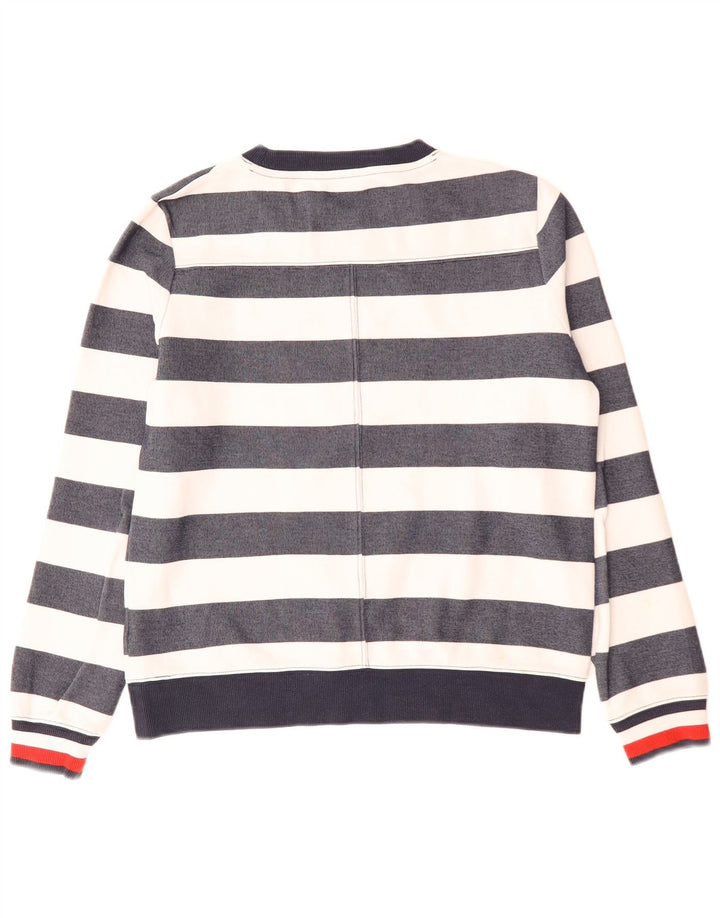 Tommy Hilfiger moletom feminino jumper UK 10 pequeno listrado azul marinho