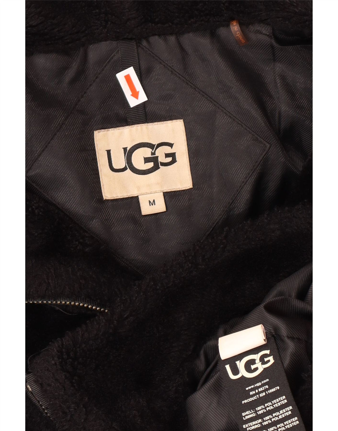 Jaqueta de lã com capuz feminina UGG UK 14 poliéster preto médio