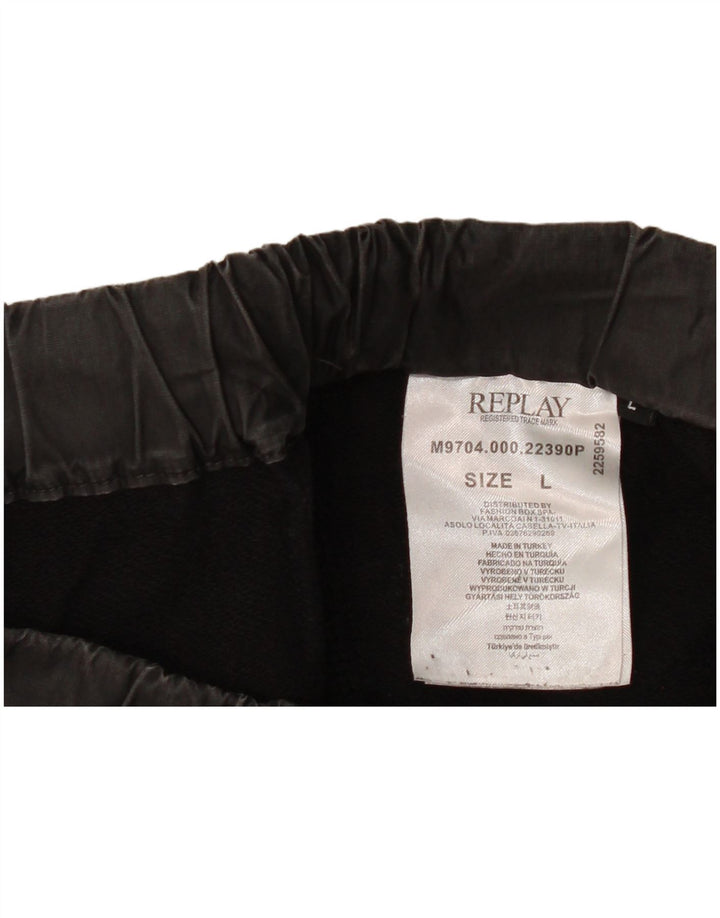 REPLAY Shorts Chino Masculino Grande W34 Algodão Preto