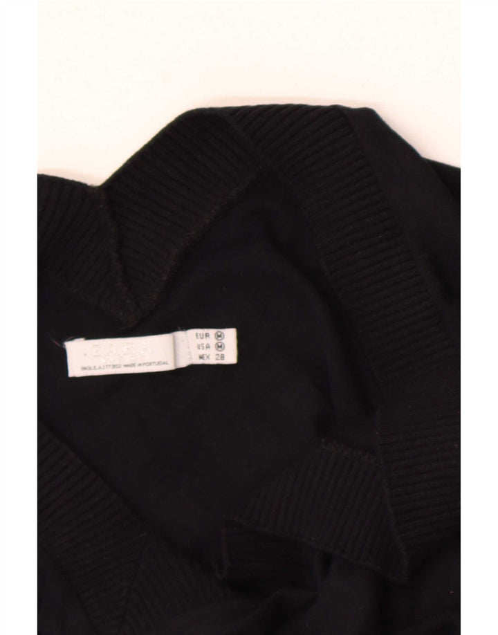 Zara Suéter feminino manga curta com decote em V Reino Unido 14 médio preto