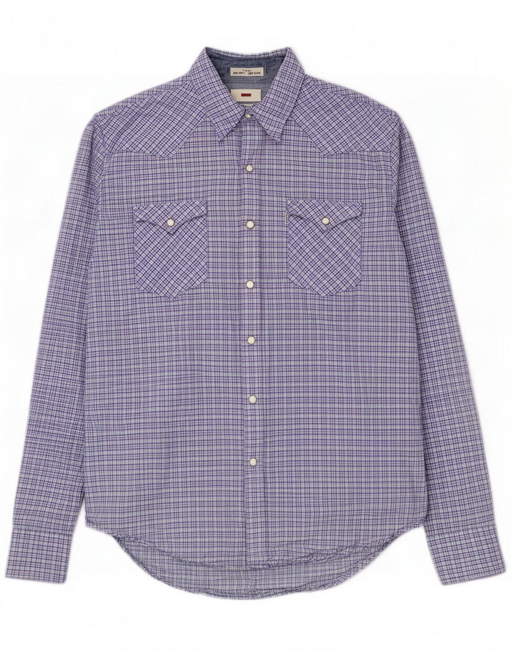 Camisa masculina Slim Fit Levi's grande algodão xadrez azul
