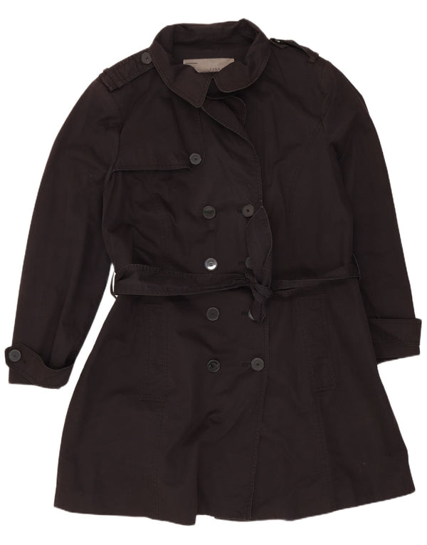 Zara Trench Coat feminino UK 20 2XL algodão azul marinho