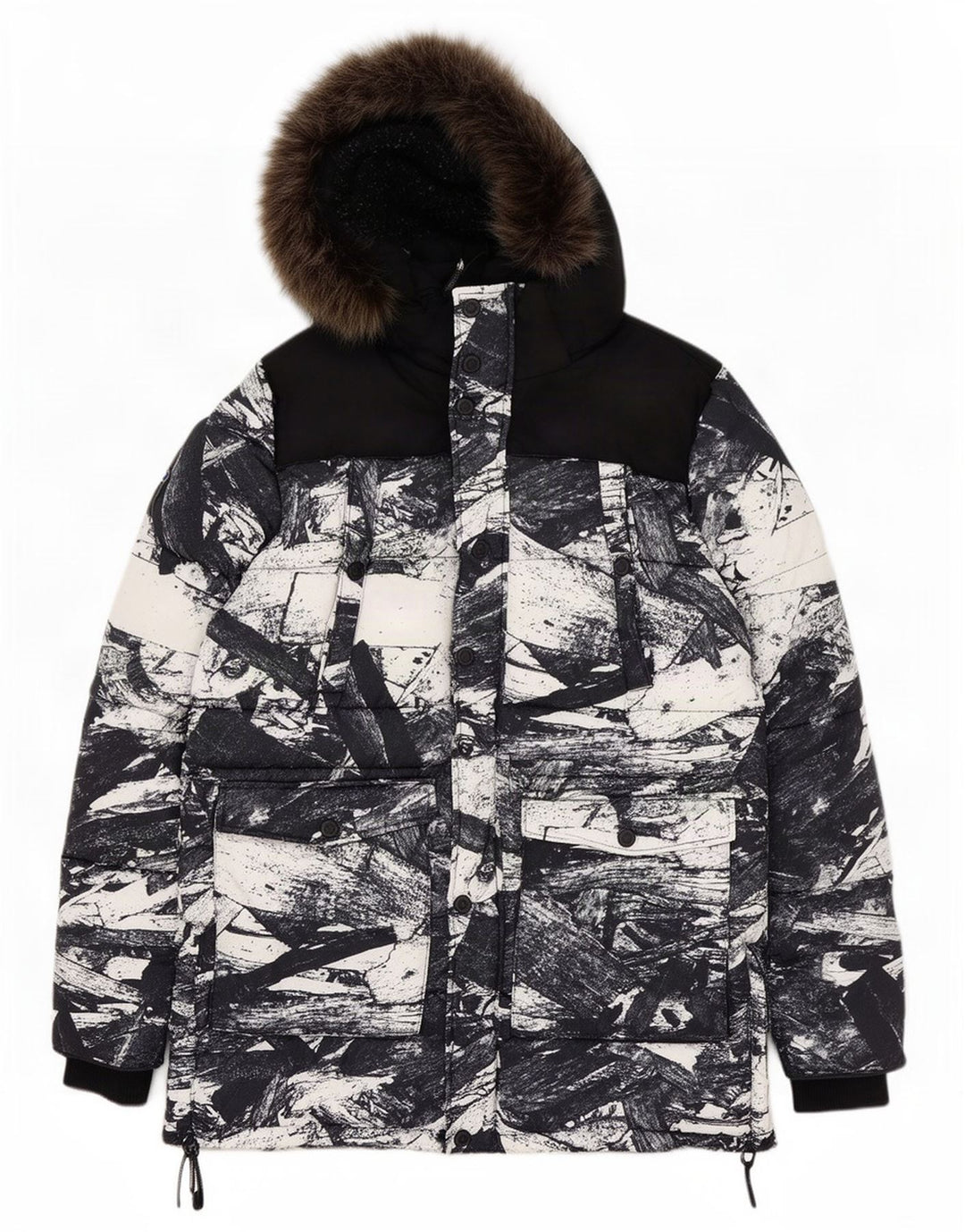 Jaqueta de esqui com capuz masculina Superdry UK 42 XL poliéster geométrico preto