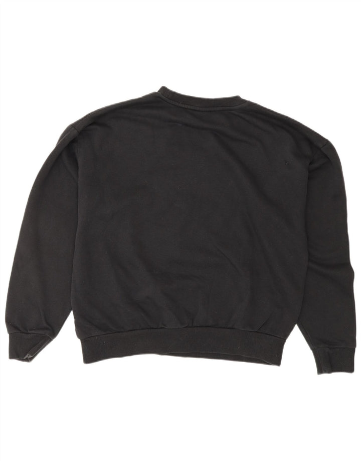 PUMA feminino gráfico moletom jumper UK 14 médio algodão preto