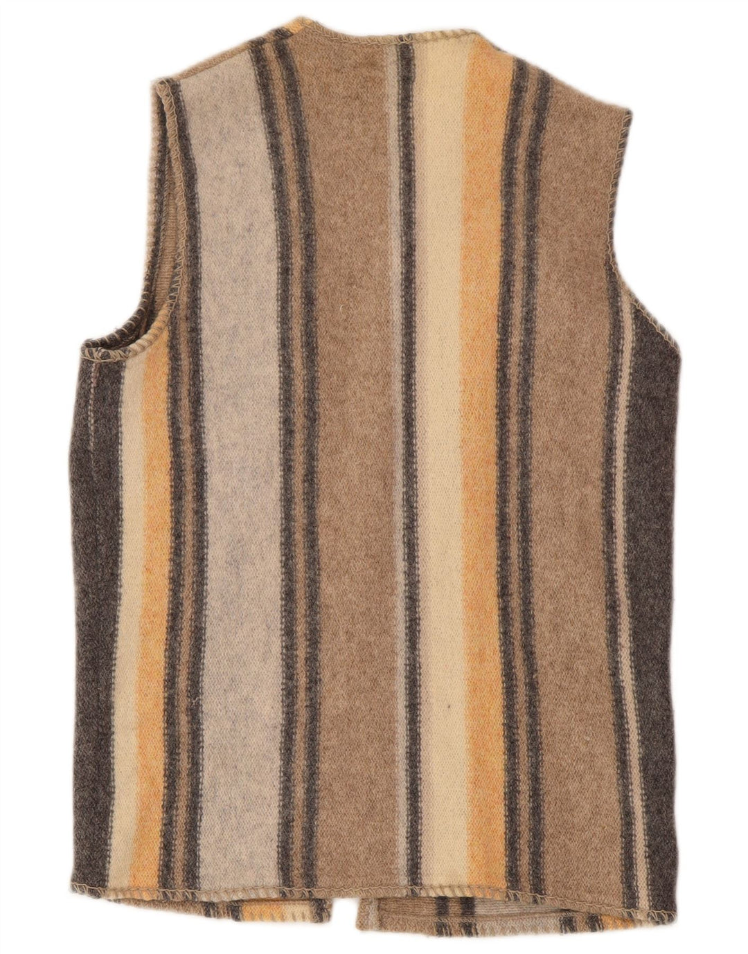 Suéter cardigã feminino sem mangas Benetton Reino Unido 16 grande lã multicolorida