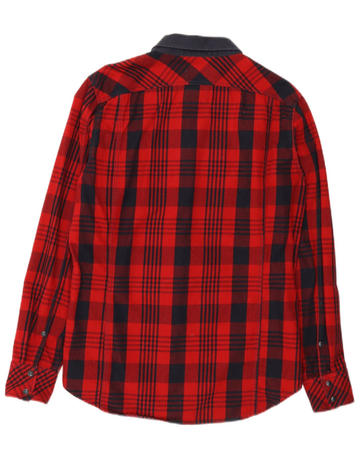 Camisa masculina de flanela G-Star grande algodão xadrez vermelho
