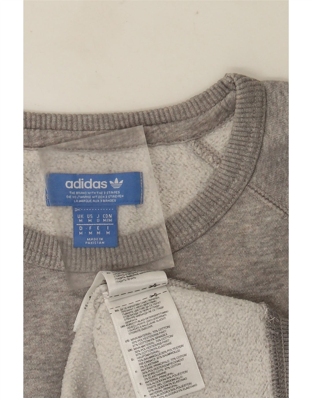 ADIDAS Mens Graphic Moletom Jumper Médio Cinza Algodão Flecked