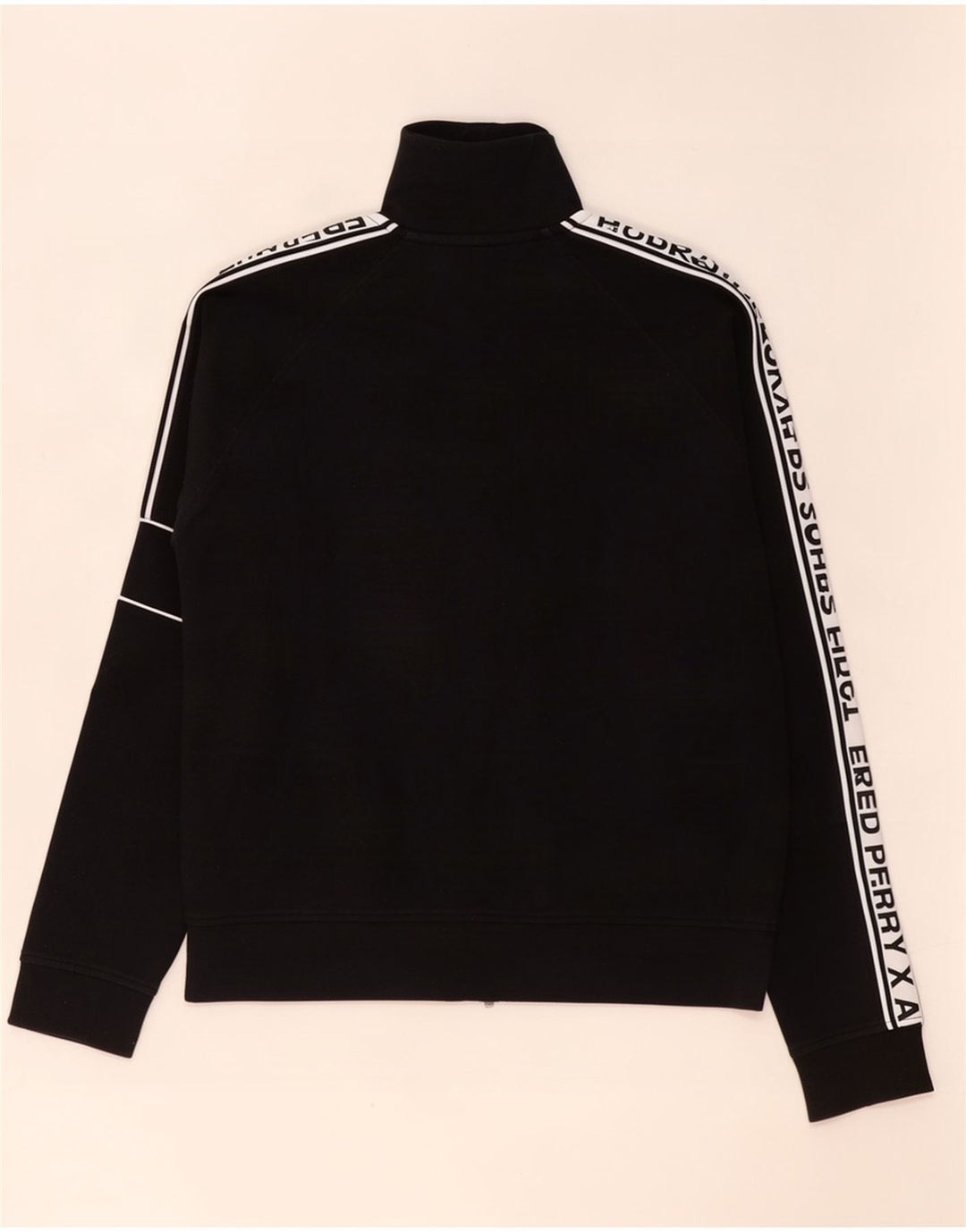Jaqueta masculina de agasalho gráfico Fred Perry, pequena, preta, de algodão colorblock