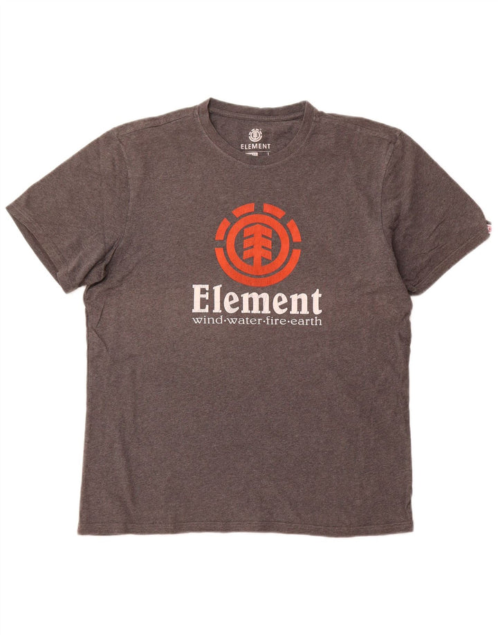 Camiseta masculina ELEMENT com ajuste regular e estampa grande de algodão cinza