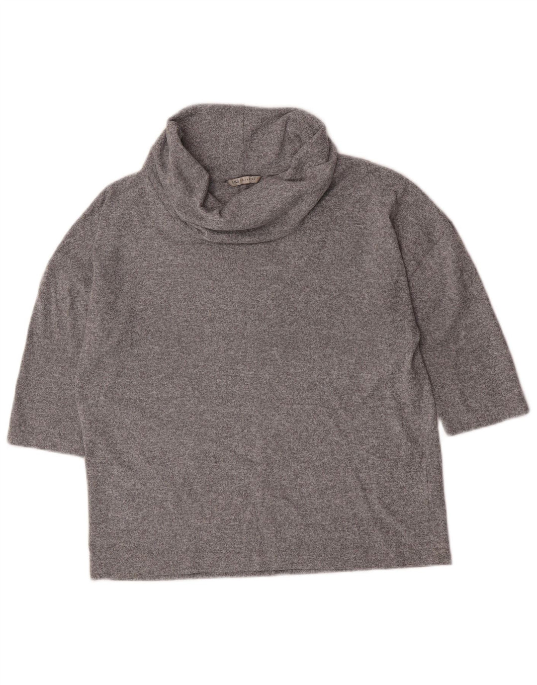 Top feminino Marks & Spencer manga 3/4 Reino Unido 14 grande poliéster manchado cinza