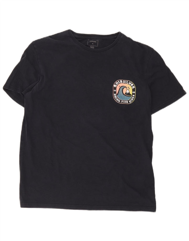 Camiseta gráfica masculina Quiksilver Top médio algodão azul marinho