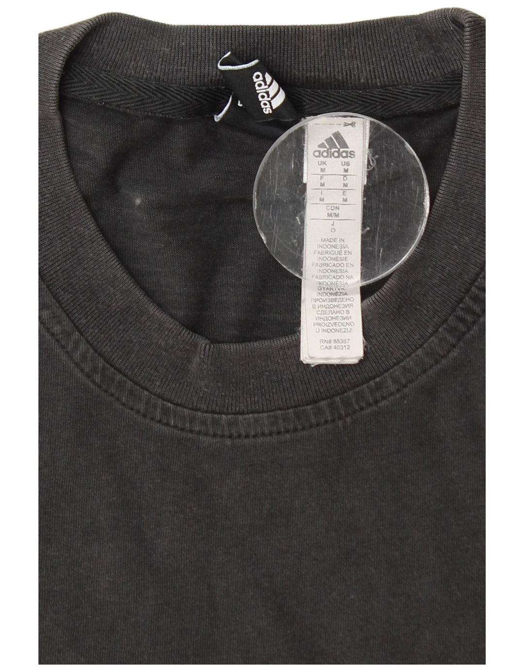 Adidas Mens Camiseta Top Médio Algodão Preto