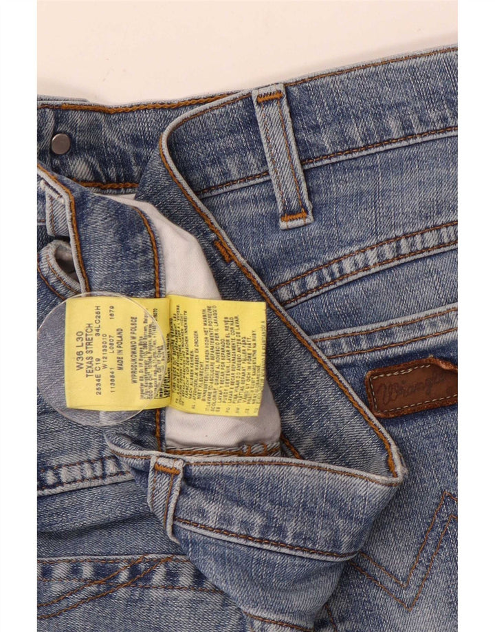 Wrangler Masculino Texas Stretch Straight Jeans W36 L30 Azul Algodão