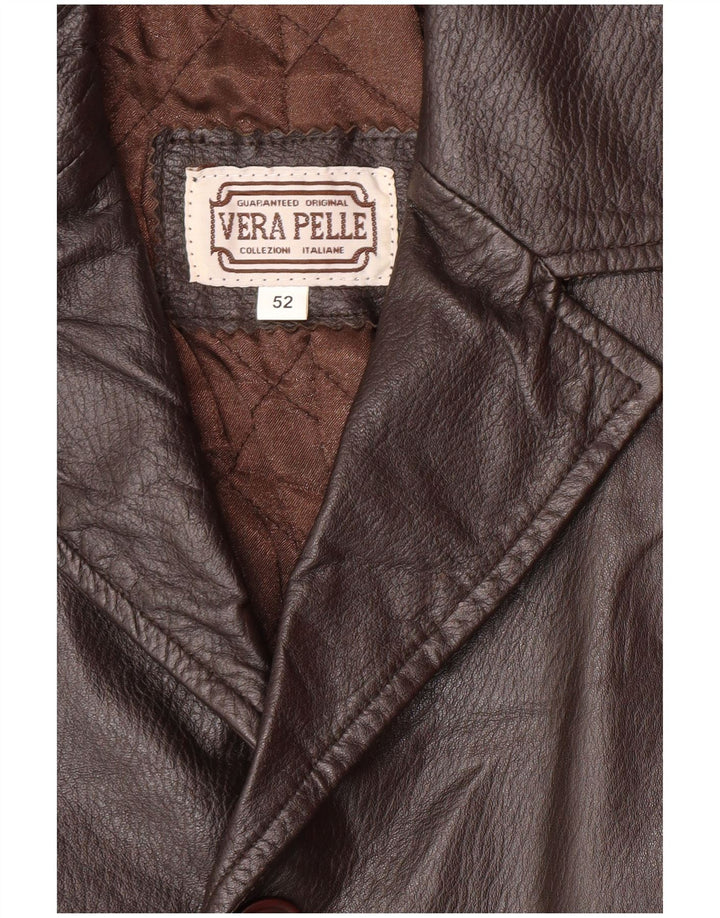Casaco de couro masculino VINTAGE IT 52 XL couro marrom