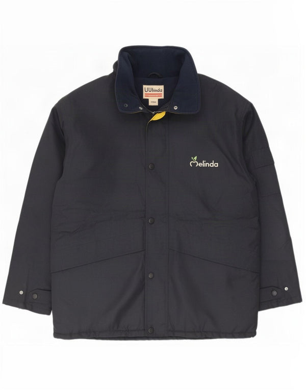 Jaqueta corta-vento masculina vintage UK 42 XL poliéster azul marinho