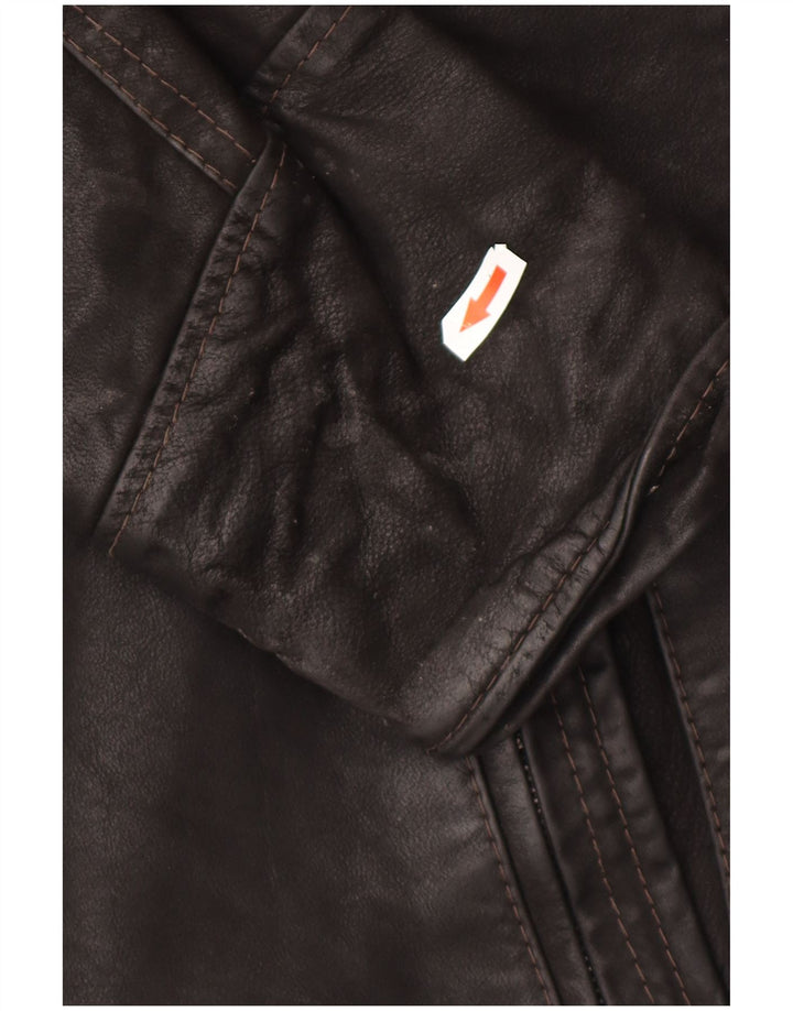 Jaqueta de couro masculina vintage IT 52 XL preta