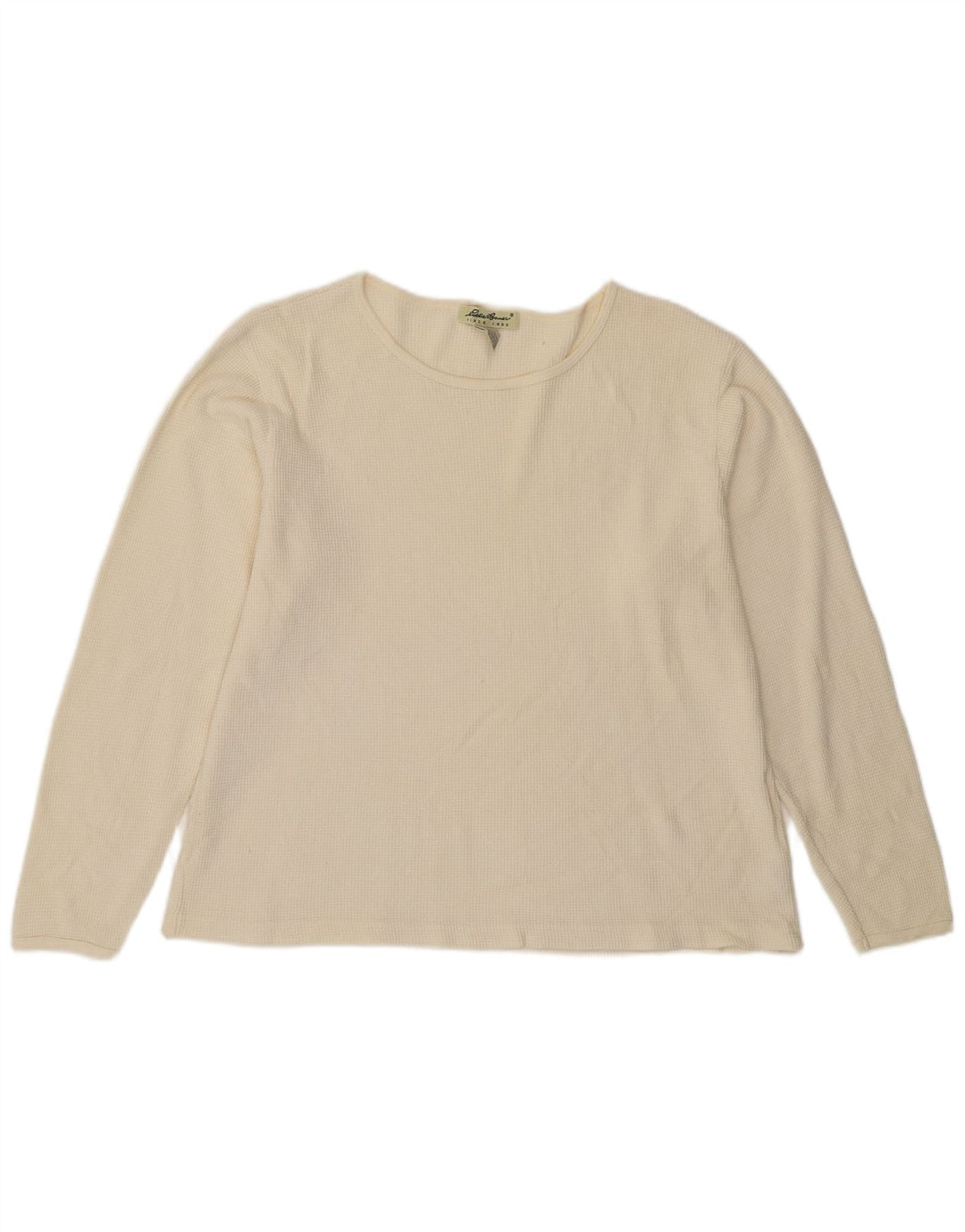 EDDIE BAUER Top feminino manga comprida UK 16 grande algodão branco